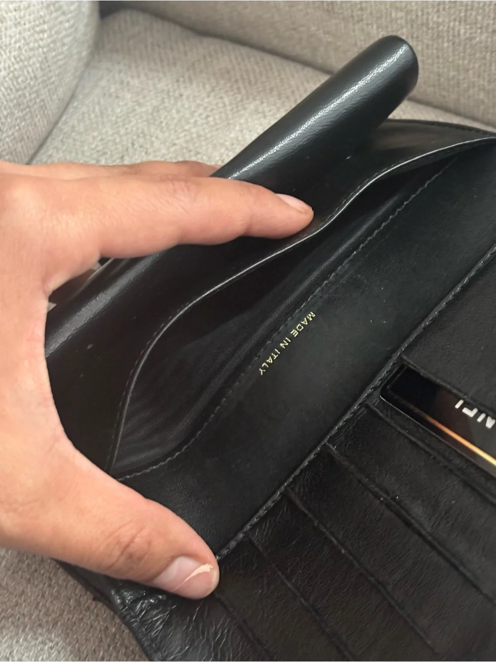 CHANEL Black Quilted Leather Wallet with Gold CC Snap